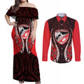 Canterbury 2026 Rugby Custom Couples Matching Off Shoulder Maxi Dress and Long Sleeve Button Shirt NZ Maori Silver Fern
