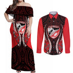 Canterbury 2026 Rugby Custom Couples Matching Off Shoulder Maxi Dress and Long Sleeve Button Shirt NZ Maori Silver Fern