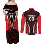 Canterbury 2026 Rugby Custom Couples Matching Off Shoulder Maxi Dress and Long Sleeve Button Shirt NZ Maori Silver Fern