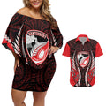 Canterbury 2026 Rugby Custom Couples Matching Off Shoulder Short Dress and Hawaiian Shirt NZ Maori Silver Fern