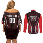 Canterbury 2026 Rugby Custom Couples Matching Off Shoulder Short Dress and Long Sleeve Button Shirt NZ Maori Silver Fern