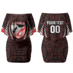 Canterbury 2026 Rugby Custom Couples Matching Off Shoulder Short Dress and Long Sleeve Button Shirt NZ Maori Silver Fern LT14