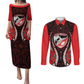 Canterbury 2026 Rugby Custom Couples Matching Puletasi and Long Sleeve Button Shirt NZ Maori Silver Fern
