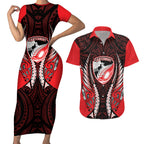 Canterbury 2026 Rugby Custom Couples Matching Short Sleeve Bodycon Dress and Hawaiian Shirt NZ Maori Silver Fern