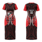 Canterbury 2026 Rugby Custom Couples Matching Short Sleeve Bodycon Dress and Hawaiian Shirt NZ Maori Silver Fern LT14