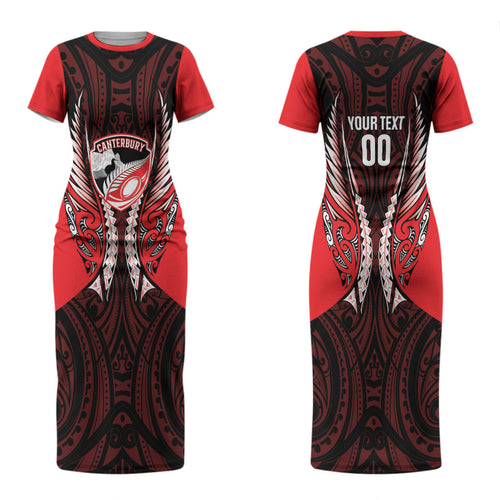 Canterbury 2026 Rugby Custom Couples Matching Short Sleeve Bodycon Dress and Hawaiian Shirt NZ Maori Silver Fern LT14
