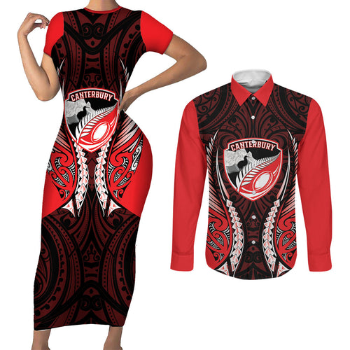Canterbury 2026 Rugby Custom Couples Matching Short Sleeve Bodycon Dress and Long Sleeve Button Shirt NZ Maori Silver Fern
