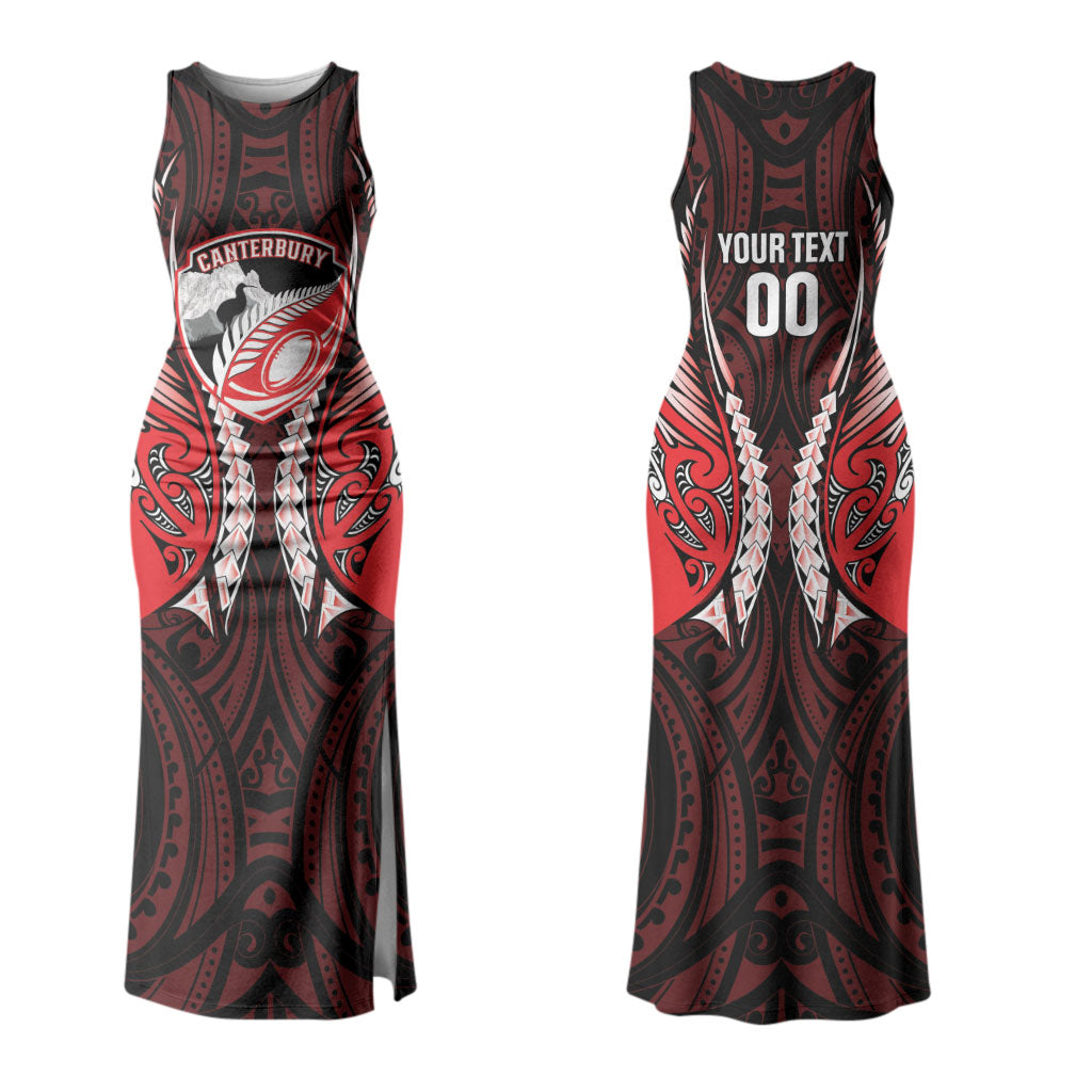 Canterbury 2026 Rugby Custom Couples Matching Tank Maxi Dress and Hawaiian Shirt NZ Maori Silver Fern LT14
