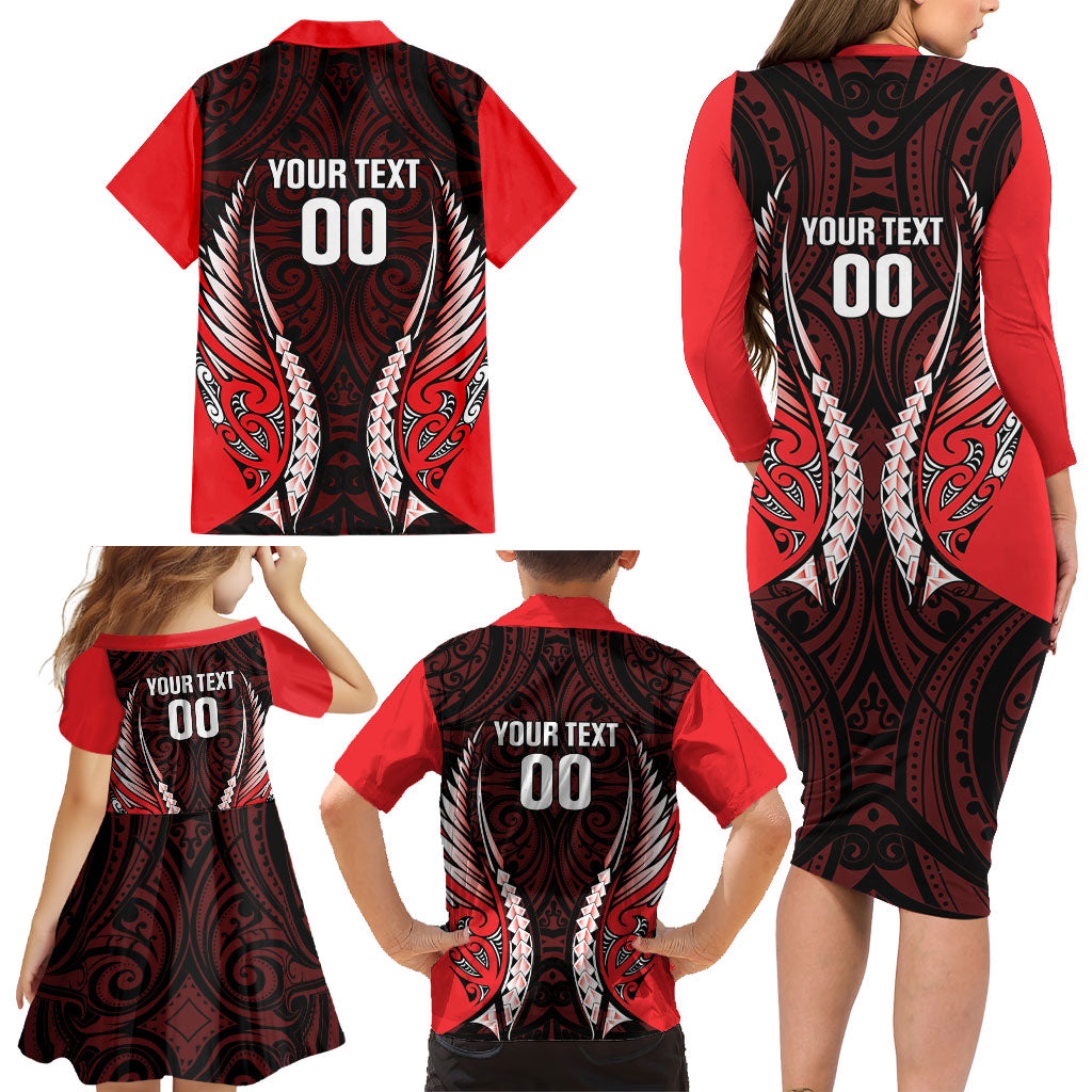 Canterbury 2026 Rugby Custom Family Matching Long Sleeve Bodycon Dress and Hawaiian Shirt NZ Maori Silver Fern