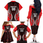 Canterbury 2026 Rugby Custom Family Matching Off The Shoulder Long Sleeve Dress and Hawaiian Shirt NZ Maori Silver Fern
