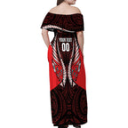 Canterbury 2026 Rugby Custom Family Matching Off Shoulder Maxi Dress and Hawaiian Shirt NZ Maori Silver Fern