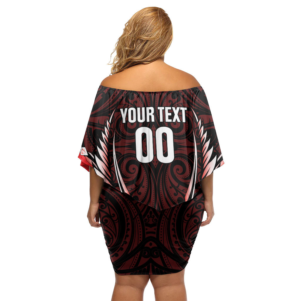 Canterbury 2026 Rugby Custom Family Matching Off Shoulder Short Dress and Hawaiian Shirt NZ Maori Silver Fern