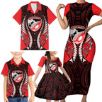 Canterbury 2026 Rugby Custom Family Matching Short Sleeve Bodycon Dress and Hawaiian Shirt NZ Maori Silver Fern