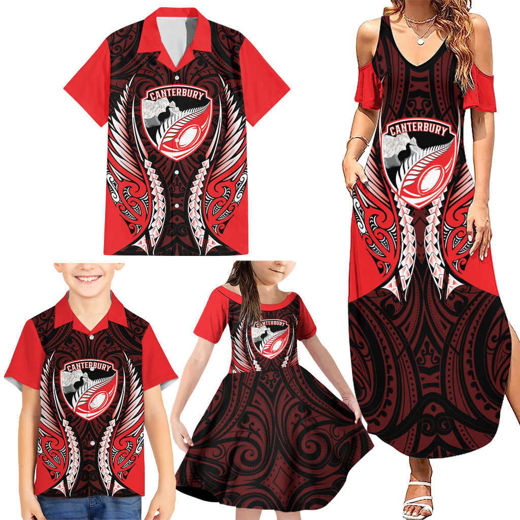 Canterbury 2026 Rugby Custom Family Matching Summer Maxi Dress and Hawaiian Shirt NZ Maori Silver Fern