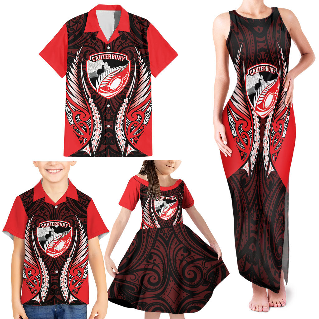 Canterbury 2026 Rugby Custom Family Matching Tank Maxi Dress and Hawaiian Shirt NZ Maori Silver Fern