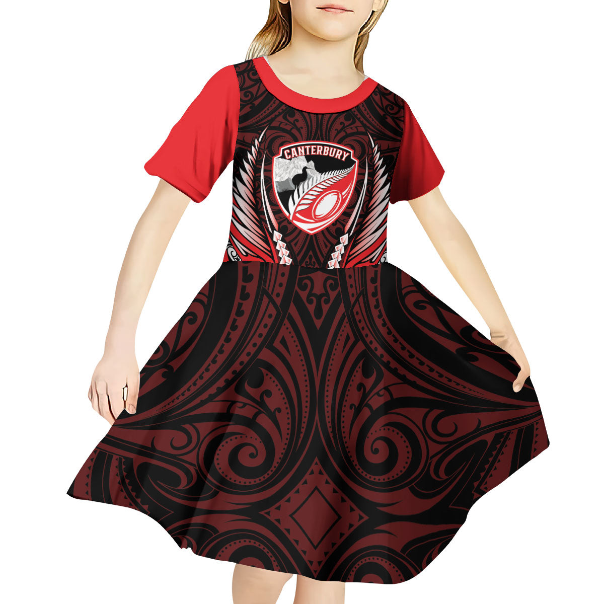 Canterbury 2026 Rugby Custom Kid Short Sleeve Dress NZ Maori Silver Fern