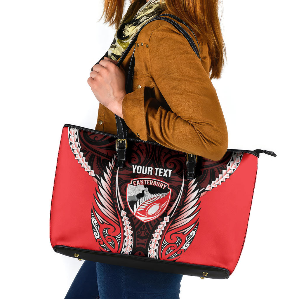 Canterbury 2026 Rugby Custom Leather Tote Bag NZ Maori Silver Fern