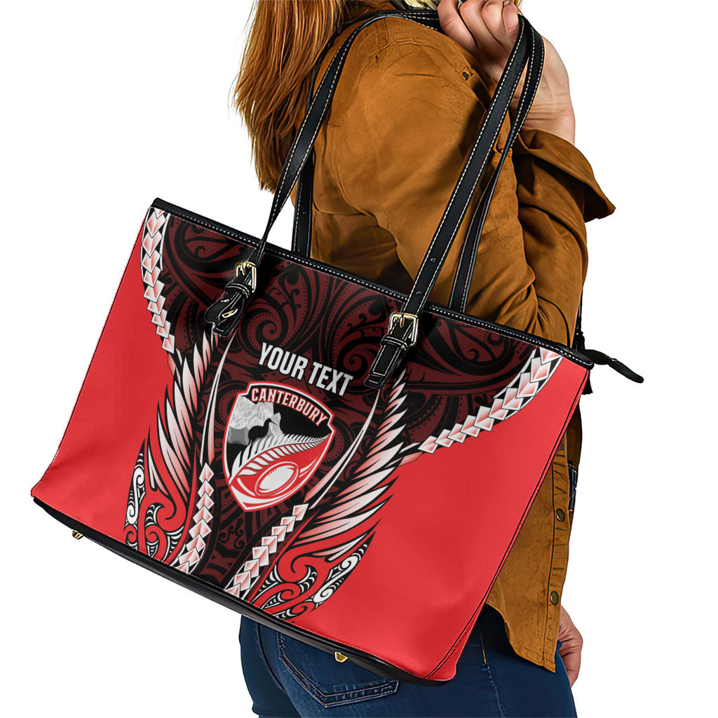 Canterbury 2026 Rugby Custom Leather Tote Bag NZ Maori Silver Fern