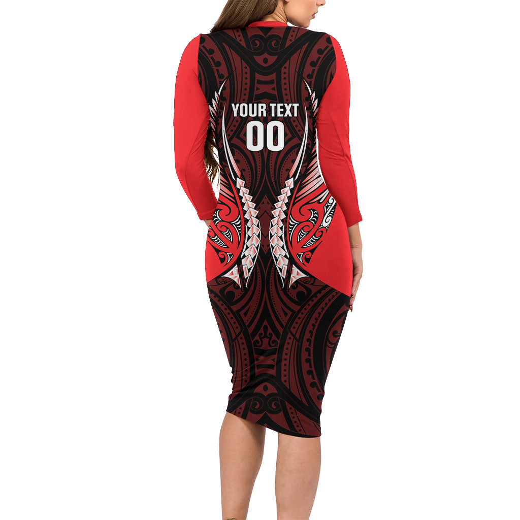 Canterbury 2026 Rugby Custom Long Sleeve Bodycon Dress NZ Maori Silver Fern