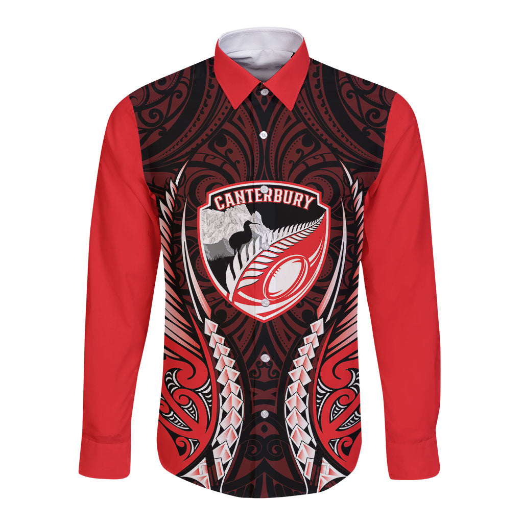Canterbury 2026 Rugby Custom Long Sleeve Button Shirt NZ Maori Silver Fern