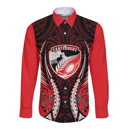 Canterbury 2026 Rugby Custom Long Sleeve Button Shirt NZ Maori Silver Fern