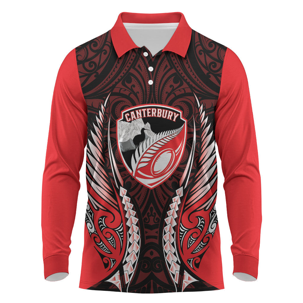 Canterbury 2026 Rugby Custom Long Sleeve Polo Shirt NZ Maori Silver Fern