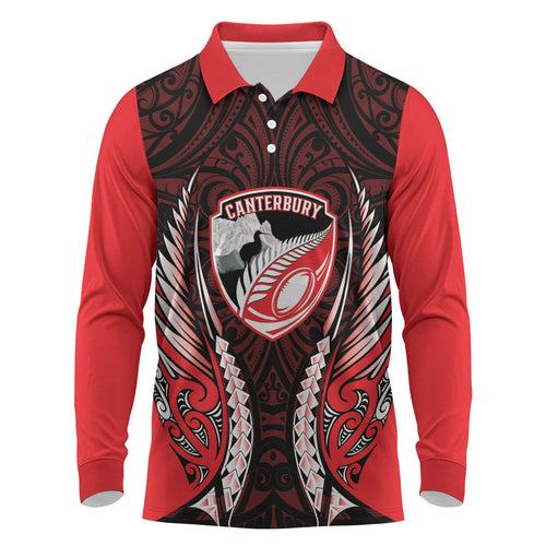 Canterbury 2026 Rugby Custom Long Sleeve Polo Shirt NZ Maori Silver Fern