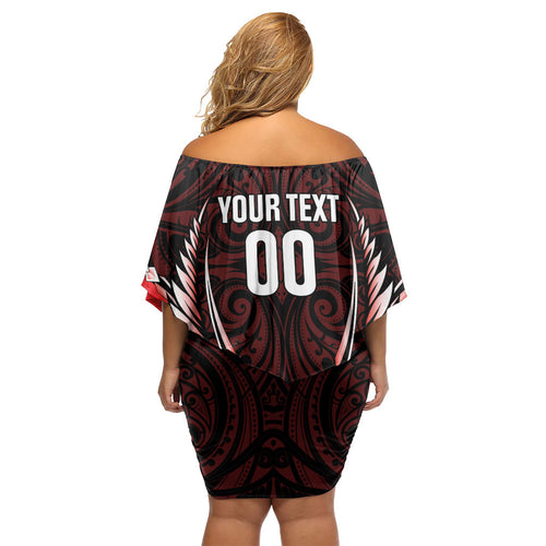 Canterbury 2026 Rugby Custom Off Shoulder Short Dress NZ Maori Silver Fern