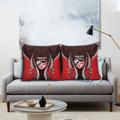 Canterbury 2026 Rugby Custom Pillow Cover NZ Maori Silver Fern