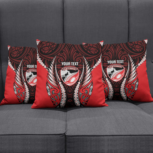 Canterbury 2026 Rugby Custom Pillow Cover NZ Maori Silver Fern