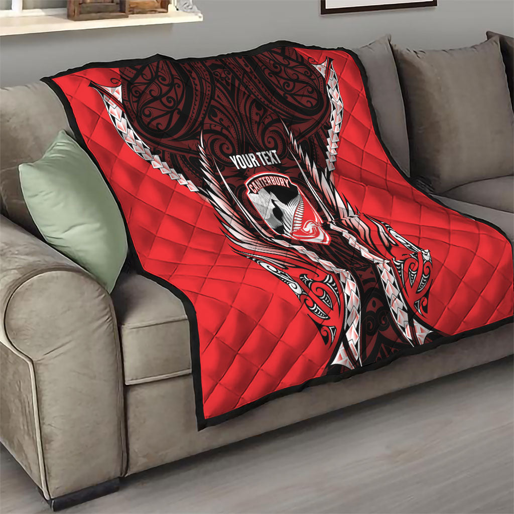 Canterbury 2026 Rugby Custom Quilt NZ Maori Silver Fern