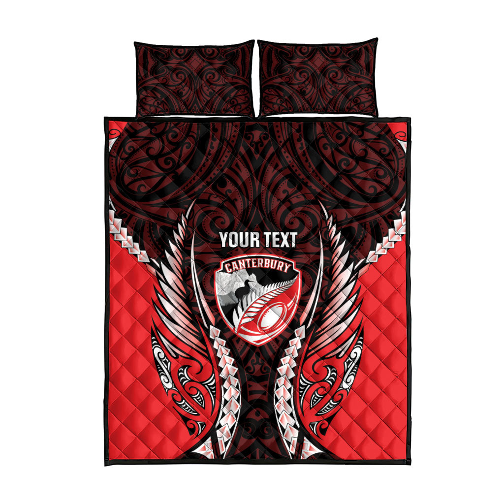 Canterbury 2026 Rugby Custom Quilt Bed Set NZ Maori Silver Fern