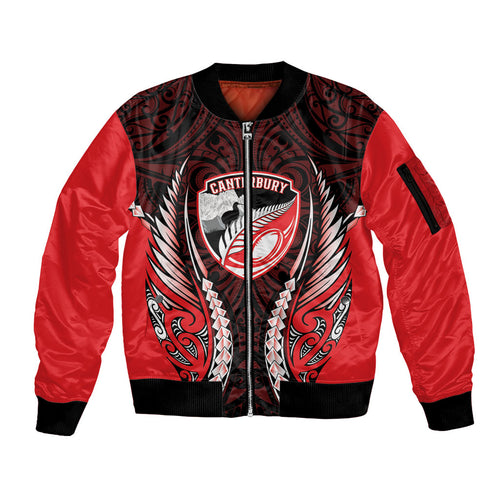 Canterbury 2026 Rugby Custom Sleeve Zip Bomber Jacket NZ Maori Silver Fern