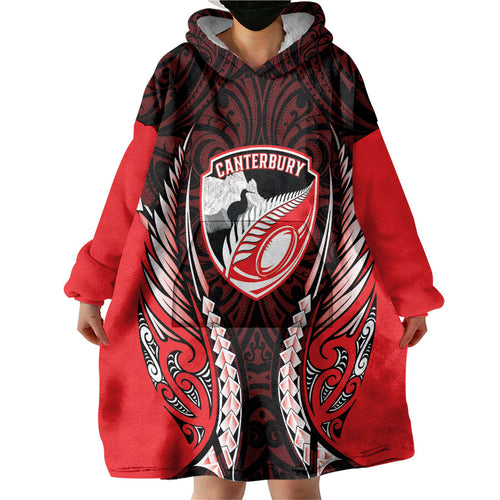 Canterbury 2026 Rugby Custom Wearable Blanket Hoodie NZ Maori Silver Fern