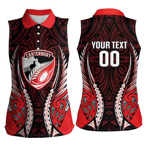 Canterbury 2026 Rugby Custom Women Sleeveless Polo Shirt NZ Maori Silver Fern