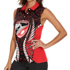Canterbury 2026 Rugby Custom Women Sleeveless Polo Shirt NZ Maori Silver Fern