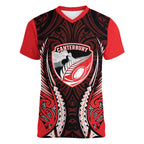 Canterbury 2026 Rugby Custom Women V-Neck T-Shirt NZ Maori Silver Fern