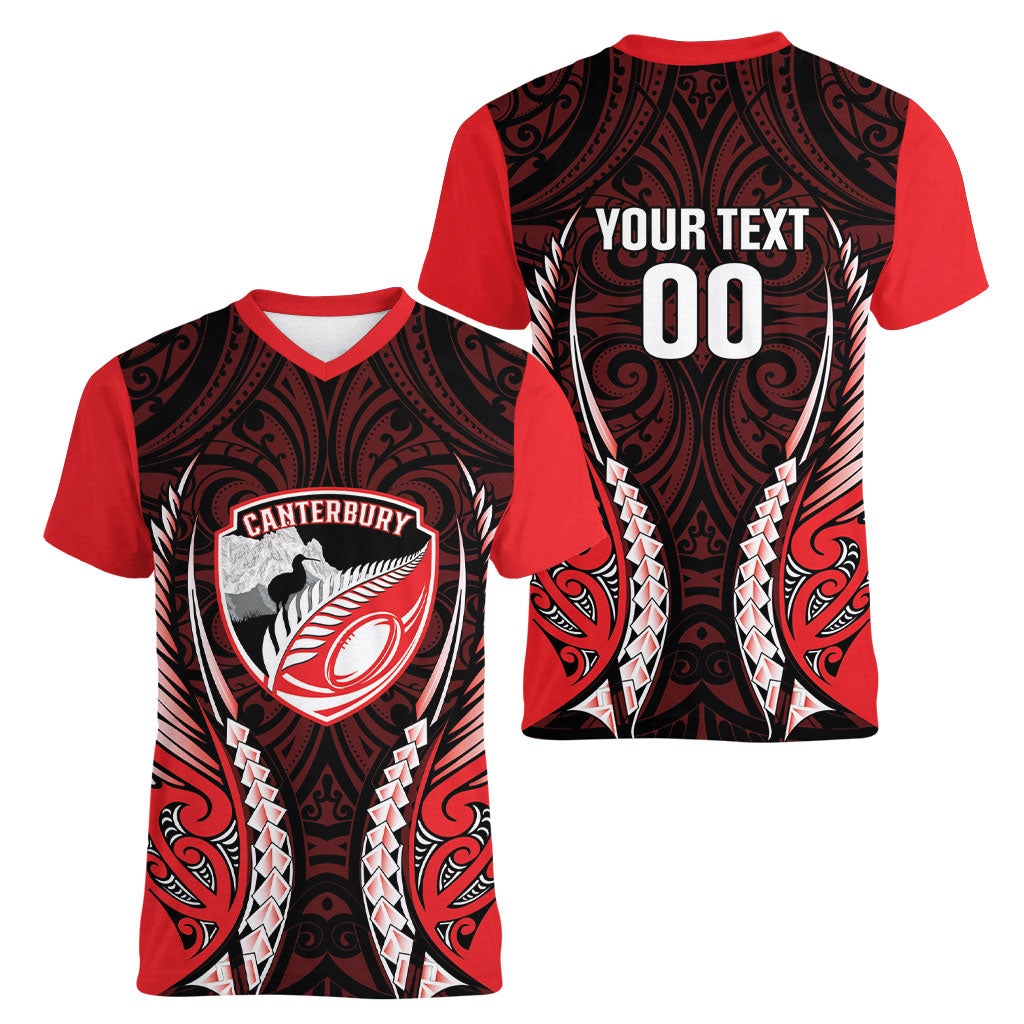 Canterbury 2026 Rugby Custom Women V-Neck T-Shirt NZ Maori Silver Fern