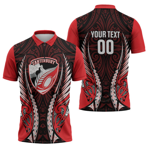 Canterbury 2026 Rugby Custom Zipper Polo Shirt NZ Maori Silver Fern
