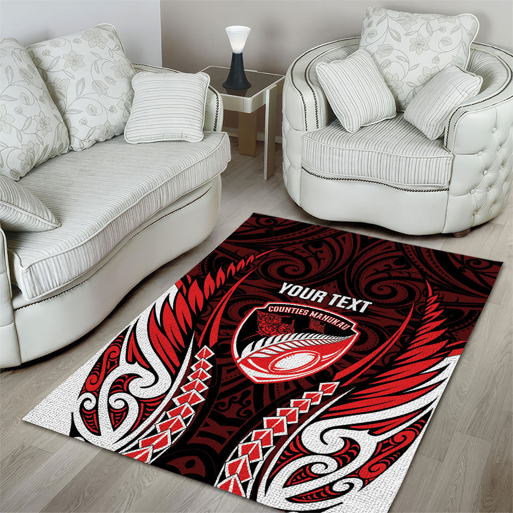 Counties Manukau 2026 Rugby Custom Area Rug NZ Maori Silver Fern