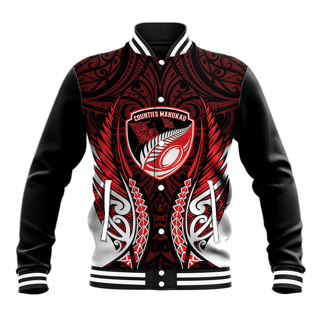 Counties Manukau 2026 Rugby Custom Baseball Jacket NZ Maori Silver Fern