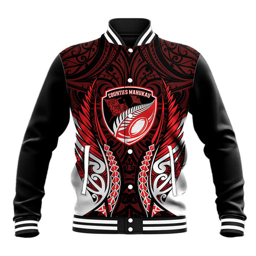 Counties Manukau 2026 Rugby Custom Baseball Jacket NZ Maori Silver Fern