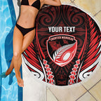 Counties Manukau 2026 Rugby Custom Beach Blanket NZ Maori Silver Fern