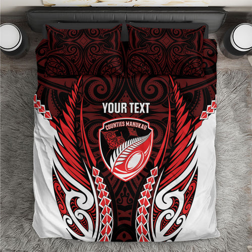 Counties Manukau 2026 Rugby Custom Bedding Set NZ Maori Silver Fern