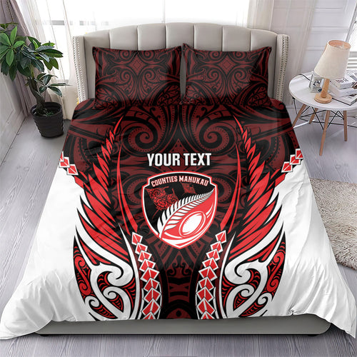 Counties Manukau 2026 Rugby Custom Bedding Set NZ Maori Silver Fern