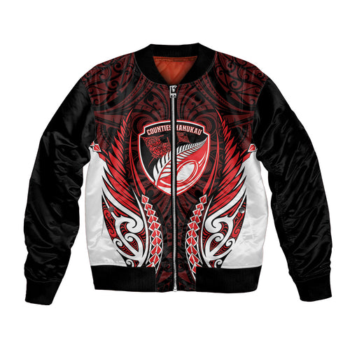 Counties Manukau 2026 Rugby Custom Bomber Jacket NZ Maori Silver Fern