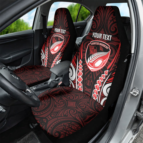 Counties Manukau 2026 Rugby Custom Car Seat Cover NZ Maori Silver Fern