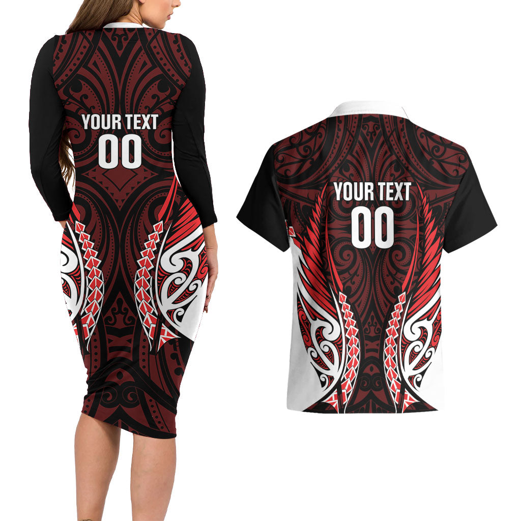 Counties Manukau 2026 Rugby Custom Couples Matching Long Sleeve Bodycon Dress and Hawaiian Shirt NZ Maori Silver Fern