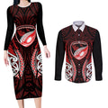 Counties Manukau 2026 Rugby Custom Couples Matching Long Sleeve Bodycon Dress and Long Sleeve Button Shirt NZ Maori Silver Fern