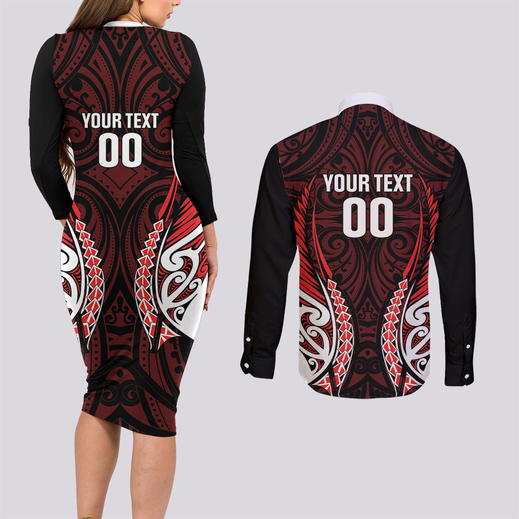 Counties Manukau 2026 Rugby Custom Couples Matching Long Sleeve Bodycon Dress and Long Sleeve Button Shirt NZ Maori Silver Fern